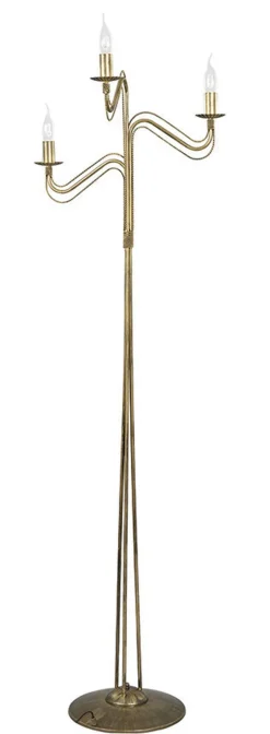 Stehlampen|Wohnzimmerlampen*Emibig Stehlampe Gold Antik 162cm Rustikal 3-flammig E14