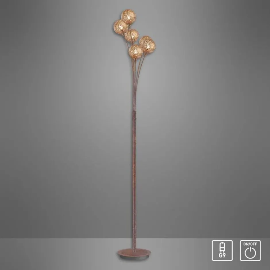 Paul Neuhaus Stehlampe groß Metall Rostbraun Gold 181,2 cm G9 6-flmg< Wohnzimmerlampen|Metall Lampen