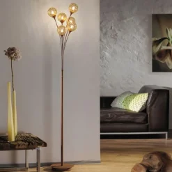 Paul Neuhaus Stehlampe groß Metall Rostbraun Gold 181,2 cm G9 6-flmg< Wohnzimmerlampen|Metall Lampen