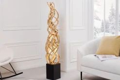 Bürolampen|Holzlampen*Invicta Interior Stehlampe Holz Schwarz Natur 151 cm LED GU10 inklusive