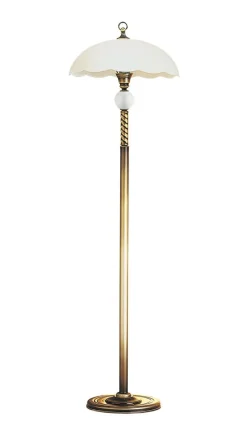 Jupiter Stehlampe in Messing Weiß 152cm Wohnzimmer Leuchte< Glaslampen|Jugendstil Lampen