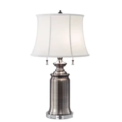 Stofflampen|Designerlampen*Elstead Stehlampe JOHA in Nickel Antik 69cm 2-flmg Lampe