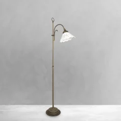 Giovanni Battista Stehlampe Keramik Messing 130 cm in Bronze Antik Weiß E27< Messinglampen|Rustikale Lampen