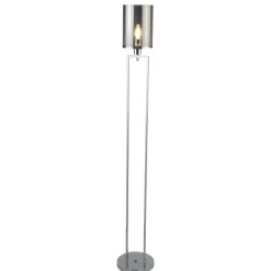 Searchlight Stehlampe klein 144 cm Rauchglas Metall Grau Chrom Wohnzimmer< Glaslampen|Wohnzimmerlampen