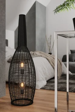 By Rydéns Stehlampe klein 120 cm Schwarz E27 aus Seegras Korb< Wohnzimmerlampen|Metall Lampen