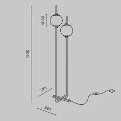 Led Lampen|Kugellampen*Maytoni Stehlampe LED Metall Glas 150 cm Schwarz Weiß 750 lm