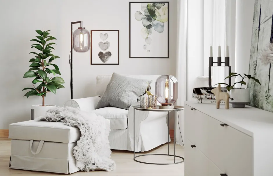 By Rydéns Stehlampe Marmor Fuß 150 cm hoch Retro Design< Wohnzimmerlampen|Metall Lampen