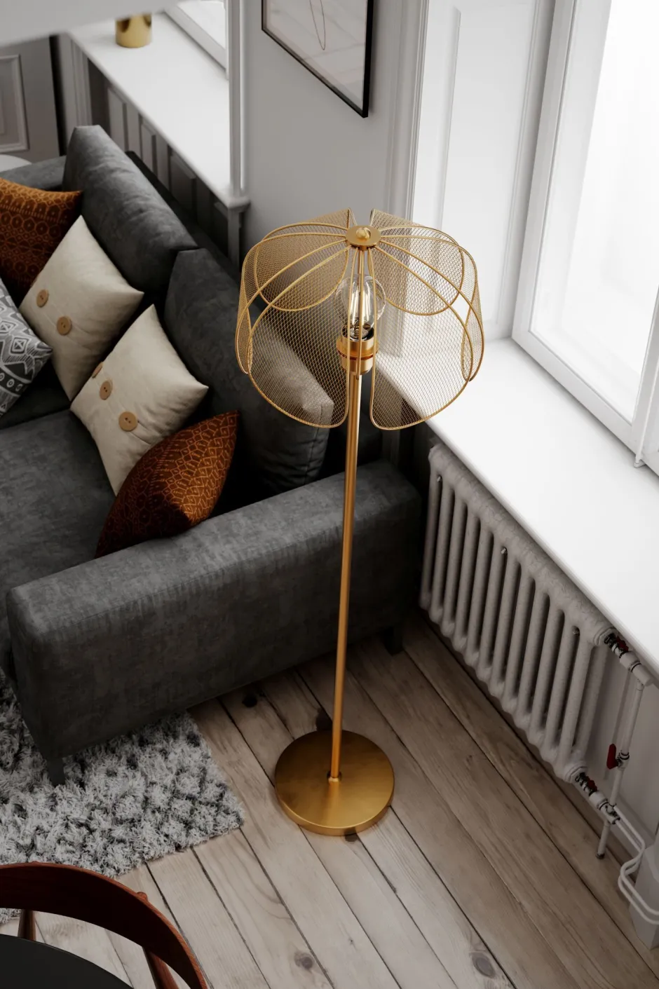 By Rydéns Stehlampe Metall 160 cm in Gold matt E27 Modern Design< Wohnzimmerlampen|Metall Lampen
