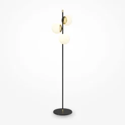 Maytoni Stehlampe Metall Glas 150 cm hoch in Gold Weiß Schwarz< Kugellampen|Glaslampen