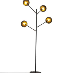 Wohnzimmerlampen|Metall Lampen*By Rydéns Stehlampe Metall Glas 175,5 cm hoch in Schwarz Gold G9