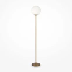 Kugellampen|Glaslampen*Maytoni Stehlampe Metall Glas 155 cm hoch in Messing Weiß E27