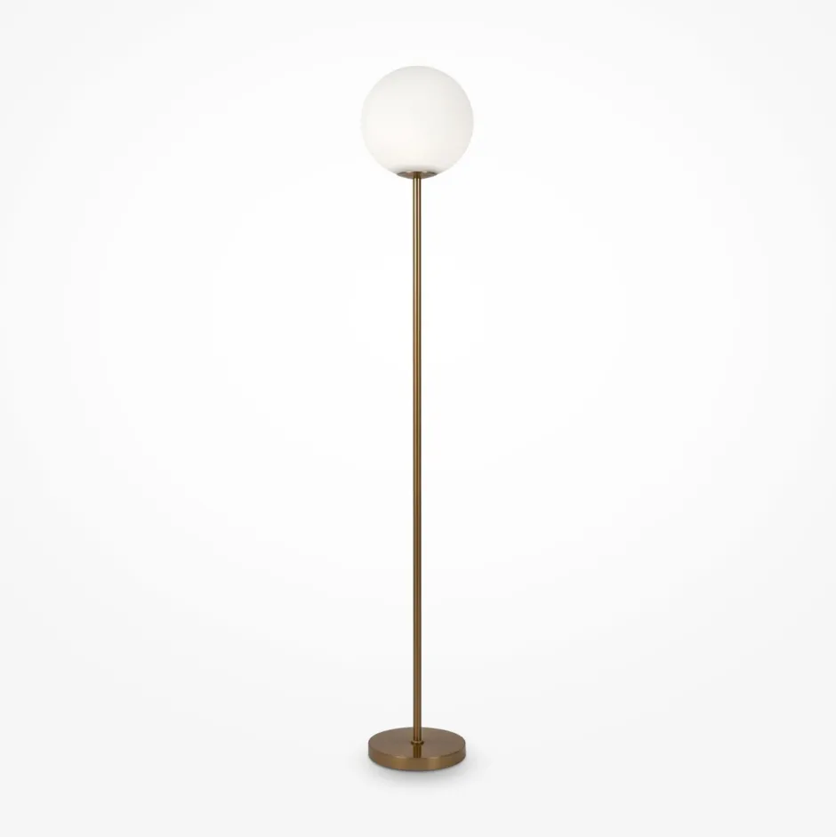 Kugellampen|Glaslampen*Maytoni Stehlampe Metall Glas 155 cm hoch in Messing Weiß E27