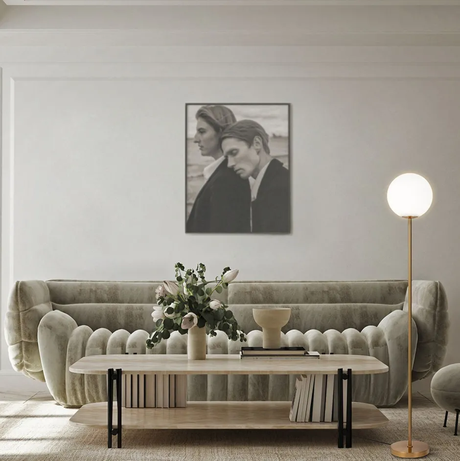 Kugellampen|Glaslampen*Maytoni Stehlampe Metall Glas 155 cm hoch in Messing Weiß E27