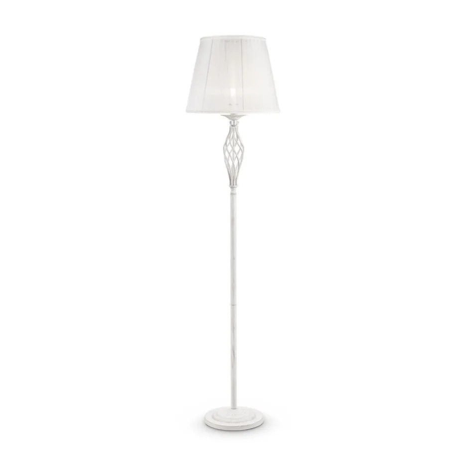 Maytoni Stehlampe Metall Stoff 165 cm in Shabby Weiß Gold Weiß< Stofflampen|Shabby Chic Lampen