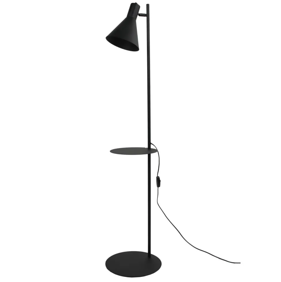 TK Lighting Stehlampe mit Ablage E27 verstellbarer Schirm Schwarz 138 cm< Wohnzimmerlampen|Metall Lampen
