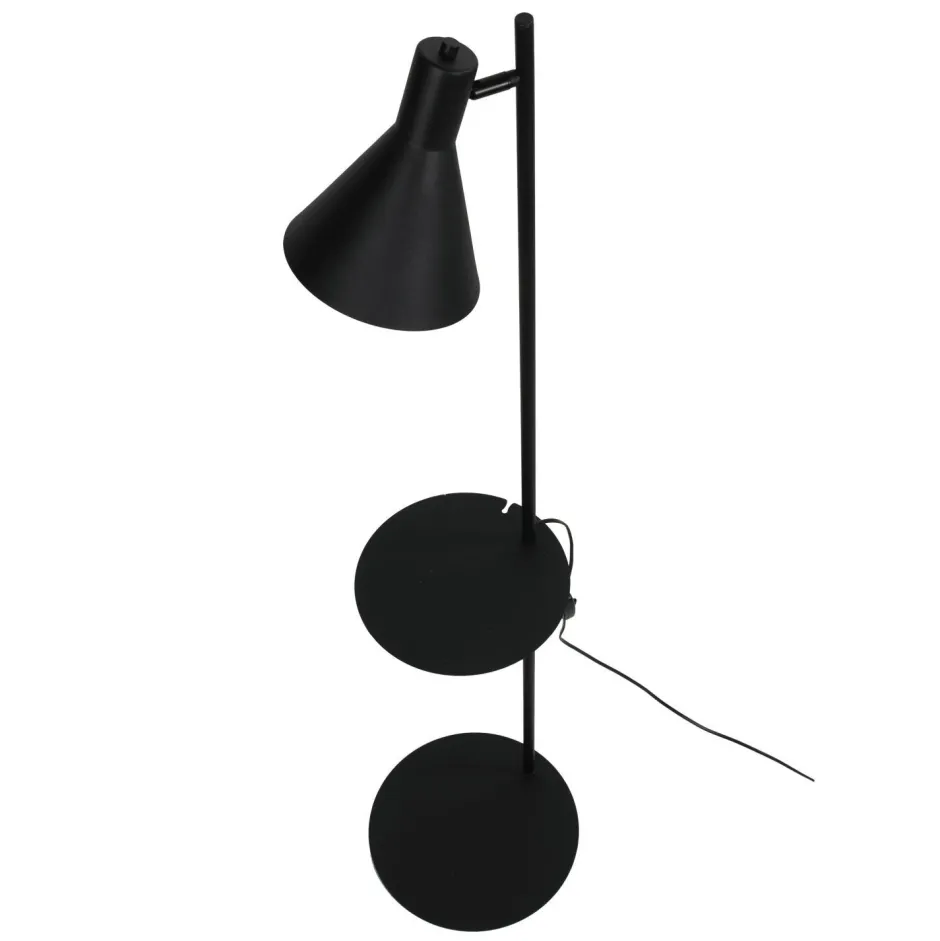 TK Lighting Stehlampe mit Ablage E27 verstellbarer Schirm Schwarz 138 cm< Wohnzimmerlampen|Metall Lampen