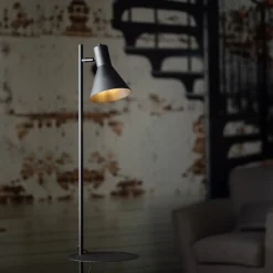 TK Lighting Stehlampe mit Ablage E27 verstellbarer Schirm Schwarz 138 cm< Wohnzimmerlampen|Metall Lampen