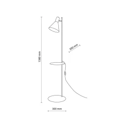 TK Lighting Stehlampe mit Ablage E27 verstellbarer Schirm Schwarz 138 cm< Wohnzimmerlampen|Metall Lampen