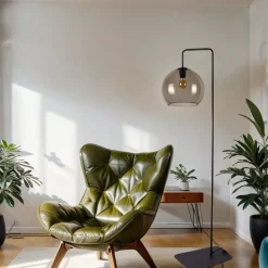 Nowodvorski Stehlampe Rauchglas 160 cm E27 Kugelschirm Schwarz Grau< Glaslampen|Moderne Lampen