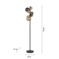 Wohnzimmerlampen|Metall Lampen*Paul Neuhaus Stehlampe Rauchgrau Bernstein Glas 155 cm G9 2100 lm