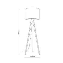 TK Lighting Stehlampe Schwarz 145 cm hoch Dreibein Holz Stoff E27< Bürolampen|Lampen Aus Aller Welt
