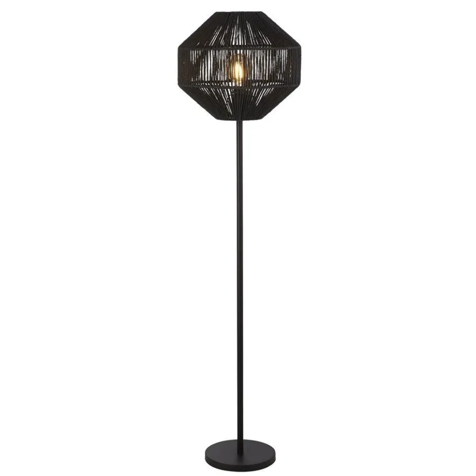 Bürolampen|Stehlampen*Searchlight Stehlampe Schwarz 155 cm Seil Metall Wohnzimmer