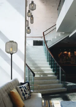 Masterlight Stehlampe Schwarz Glas Metall 163 cm für E27 ELYA< Glaslampen|Stehlampen