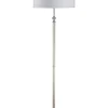 Moderne Lampen|Stofflampen*Jupiter Stehlampe Stoff Hellgrau Chrom 166cm Leuchte UMNU