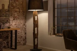 Invicta Interior Stehlampe Stoff Holz 177cm hoch blendarm in Schwarz< Bürolampen|Stofflampen