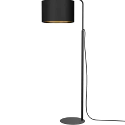 Stofflampen|Moderne Lampen*Luminex Stehlampe Stoff Metall 151 cm Wohnzimmer Schwarz Gold