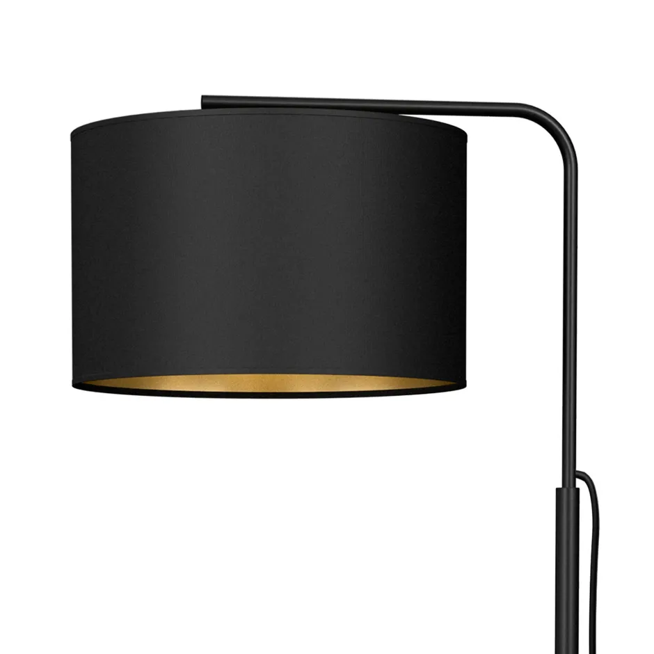 Stofflampen|Moderne Lampen*Luminex Stehlampe Stoff Metall 151 cm Wohnzimmer Schwarz Gold