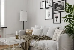 By Rydéns Stehlampe Stoff Metall E27 150 cm hoch Schwarz Weiß< Wohnzimmerlampen|Stofflampen