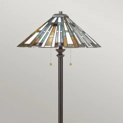 Elstead Stehlampe Tiffany Stil 157,8 cm hoch Zugschalter 2x E27< Rustikale Lampen|Glaslampen