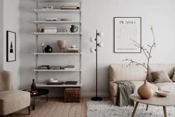 Wohnzimmerlampen|Metall Lampen*By Rydéns Stehlampe Wohnzimmer 160 cm Schwarz Weiß Metall Glas 4x G9