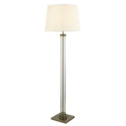 Searchlight Stehleuchte 156 cm E27 in Messing Antik Creme Stoff< Bürolampen|Wohnzimmerlampen