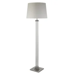 Searchlight Stehleuchte 156 cm in Silber Creme E27 Stoff Glas< Bürolampen|Wohnzimmerlampen