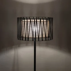 TK Lighting Stehleuchte 158 cm Metall Jute Schwarz Braun E27 Modern< Bürolampen|Stehlampen