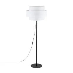 Bürolampen|Stofflampen*TK Lighting Stehleuchte 155 cm Schwarz Weiß Ø 50 cm Metall Stoff E27