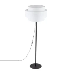 Bürolampen|Stofflampen*TK Lighting Stehleuchte 155 cm Schwarz Weiß Ø 50 cm Metall Stoff E27