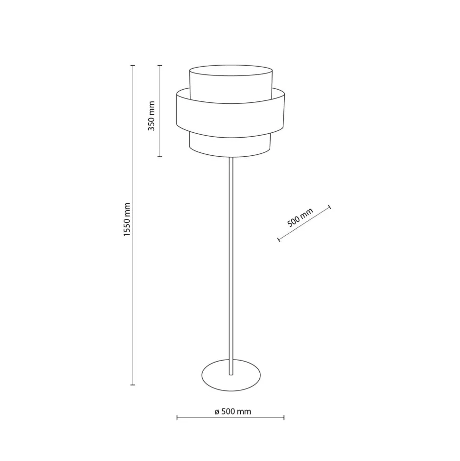 Bürolampen|Stofflampen*TK Lighting Stehleuchte 155 cm Schwarz Weiß Ø 50 cm Metall Stoff E27
