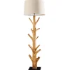 Bürolampen|Designerlampen*Invicta Interior Stehleuchte Beige Stoffschirm Holz 175 cm Handarbeit