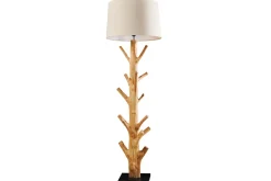 Bürolampen|Designerlampen*Invicta Interior Stehleuchte Beige Stoffschirm Holz 175 cm Handarbeit
