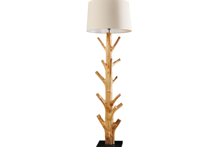 Bürolampen|Designerlampen*Invicta Interior Stehleuchte Beige Stoffschirm Holz 175 cm Handarbeit