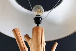 Bürolampen|Designerlampen*Invicta Interior Stehleuchte Beige Stoffschirm Holz 175 cm Handarbeit