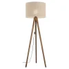 TK Lighting Stehleuchte Dreibein 145 cm Holz Stoff E27 NOLAN< Holzlampen|Skandinavische Lampen