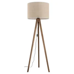 TK Lighting Stehleuchte Dreibein 145 cm Holz Stoff E27 NOLAN< Holzlampen|Skandinavische Lampen
