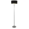 Bürolampen|Stofflampen*Searchlight Stehleuchte E27 157,5 cm niedrig Chrom Schwarz Stoffschirm
