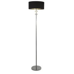 Bürolampen|Stofflampen*Searchlight Stehleuchte E27 157,5 cm niedrig Chrom Schwarz Stoffschirm