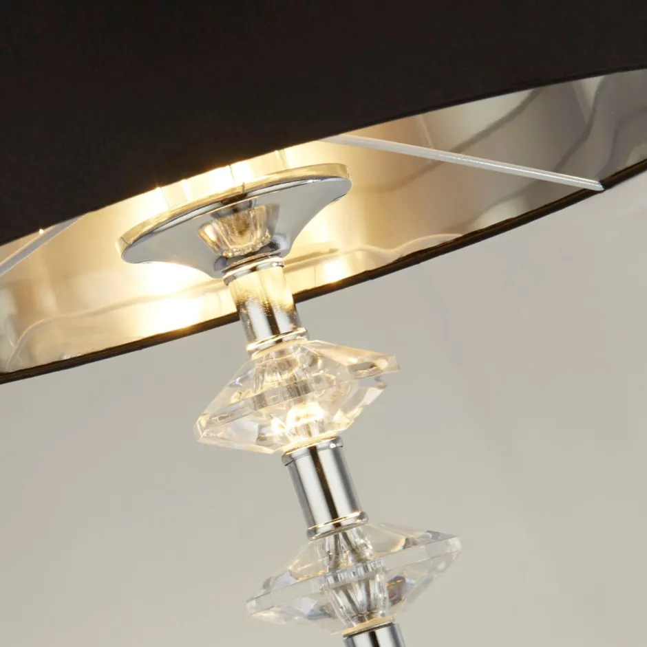 Bürolampen|Stofflampen*Searchlight Stehleuchte E27 157,5 cm niedrig Chrom Schwarz Stoffschirm