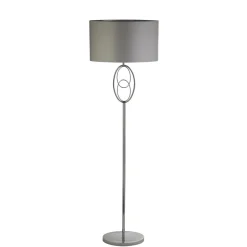 Searchlight Stehleuchte E27 Stoff Metall niedrig 151 cm Chrom Silber< Bürolampen|Wohnzimmerlampen